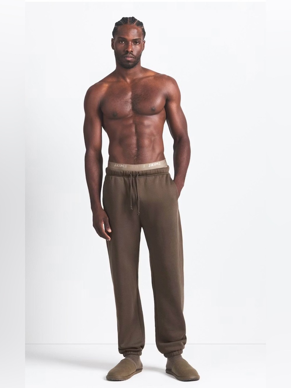 SKIMS FLEECE LOUNGE RELAXED JOGGER SYLE: JO-JOG-9007M COLOR: DRIFTWOOD SIZE: M